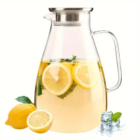 2.6L 88oz Glass Kettle, kettle with lid and wide handle, easy-to-clean refrigerator juice pot, cold/