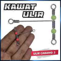 Kawat Ulir Cabang 3 Ranggung Anti Benggang Karat Stainless Steel Mancing Triple Swivel Dasaran Glow