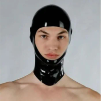 Handmade latex hood for man and women sexy latex rubber fetishism mask leaking face