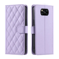 Checkered Leather Wallet Case For Xiaomi Redmi POCO X3 POCO X3 Pro POCO X3 NFC 13C 4G Lanyard Flip Phone Cover