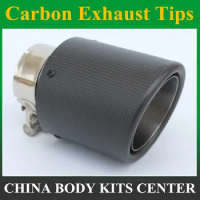 Car Matte Carbon Fibre Exhaust System Muffler Pipe Tip Curl Universal Stainless Decorations For Akrapovic