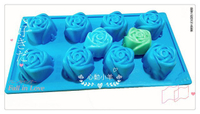 8連8孔精緻玫瑰矽膠皂模手工皂模矽膠蛋糕模具 巧克力布丁模具單孔40G，8孔320G