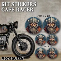 Motorcycle Retro Fairing Helmet Tank Pad Saddlebags Side Cover Decals Cafe Racer Viking Knight Kit Stickers For Car Biker Rider