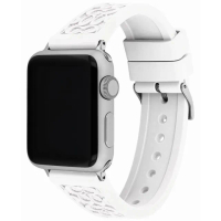 【COACH】Apple Watch 錶帶 38/40mm 適用 矽膠錶帶 - 白色(不含手錶)