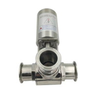 2" Tri Clamp OD 64MM Pneumatic Sanitary Ball Valve Three Way T Type Actuator Single Acting Stainless Steel 304