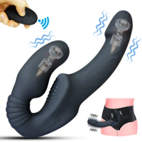 Strap on Dildo Vibrator Lesbian 18+ G Spot Clitoral Stimulation Erotic Double Head Vibrator Wearing Dildo Female Anal Plug Toy