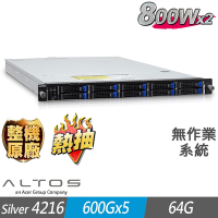 Altos R369 F4熱抽機架式伺服器 Silver 4216/16Gx4/600Gx5 SAS/FD