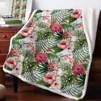 Tropical Plants Flowers Summer Cashmere Blanket Winter Warm Soft Throw Blankets for Beds Sofa Wool Blanket Bedspread