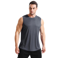 Tee Shirts Running Homme Men Sleeveless Tshirt Quick Dry Jogging Vest Compression Tops Fitness Gym Clothing Football Jerseys