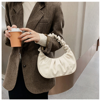 REWIN Women's Ruched Shoulder Vintage Hobo Handbag Cloud-Shaped Dumpling Pouch Bag Clutch Pleated Purse  Small Tote Bag