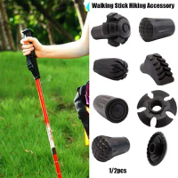 1/2pcs New Black Nordic Walking Poles Trek Pole Telescopic Alpenstock Crutch Walking Stick Hiking Accessories