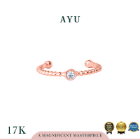 AYU Cincin Emas - Bezel Pepper Open Ring 17k Rose Gold