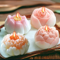 Multi Style Rose Candle Silicone Mold Peony Lotus Toilet Soap Making Tool Hibiscus Flower Chocolate Drink Ice Mother’s Day Gifts