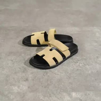 Sandal HERMES CHYPRE VELVET BLACK BEIGE SANDAL 100% ORIGINAL 42