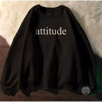 Sweater Attitude | Korean Style Sweatshirt | Pakaian Wanita | Bahan Fleece | Size M-L-XL-XXL