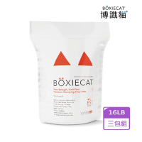 【三包組】BOXIECAT 博識貓 無粉塵黏土貓砂-紅色益生菌加強 16LB*3