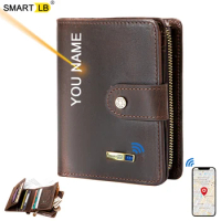 Smart Bluetooth-compatible Wallet Anti-lost Genuine leather Mens Wallets card holder Wallet Finder Gifts Free engraving
