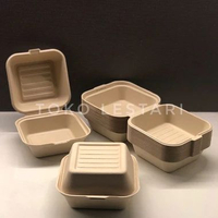 Bagasse Box Lunch Box Burger Kotak Tart Mini 450 ml/ 6 inch Takeaway Box Food Container Natural
