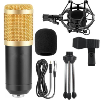 Professional Computer Electronic Microphone Gevo BM800, Wired 3.5 MM Research Tripod Capacitor, Portable Karaoke Comp
