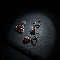Giok burma warna coklat alami dengan silver 925 satu set