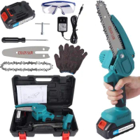 Mini Chainsaw 4&amp;6 Inch with 2 Battery Cordless Battery Powered Electric Chainsaw Powerful Handheld Small Chain Saws Garden Tools