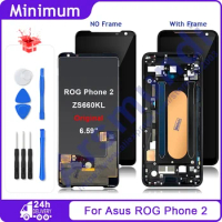 Original 6.59" AMOLED For ASUS ROG Phone 2 Phone2 Phone II LCD Display Touch Screen With Frame For ASUS ZS660KL I001DA