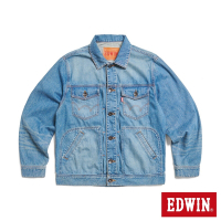 EDWIN 男裝 西部式牛仔外套-拔淺藍