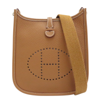 【二手名牌BRAND OFF】HERMES 愛馬仕 37 Gold 焦糖色 牛皮 Evelyne TPM 肩背包 W刻