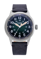 Filippo Loreti 男女蛋白不銹鋼田手錶Quartz手錶，直徑40mm，黑色皮革帶有重型黑色縫合手鍊