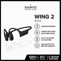 Suunto Wing 2 Black - Open-Ear Bone-Conduction Headphone | IP66 Waterproof | 12h Playtime + Powerban