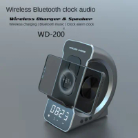 RNABAU Bluetooth Speaker, Wireless Charging, Creative Phone Holder, Bluetooth Clock, Alarm Clock, Audio, Portable Speaker