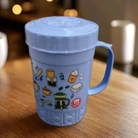 MUG TUTUP WARNA PRINTING ELIZA MARIO / MUG PLASTIK 700ML / CANGKIR TUTUP BESAR Biru