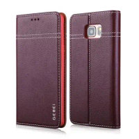 Genuine Leather Phone Cases For Samsung Galaxy Note 5 Note5 Luxury Magnet Design Stand Case Flip Cell Cover Business Wallet