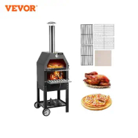 VEVOR 12" Outdoor Pizza Oven,2-Layer Wood Fire Pizza Oven ,Wood Burning Outdoor Pizza Oven w/ 2 Removable Wheel ,for Camping