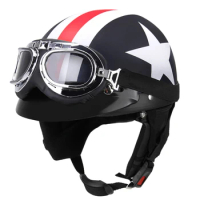Vintage Motorcycle Helmet Motorbike Vespa Open Face Half Motor Helmets Visor Goggles Electric Helmet