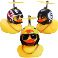 Small Yellow Bike Duck Bicycle bell Luminous Airscrew Helmet Duck Ducky Bicycle Wind Motor Riding Cycling Lights Horn