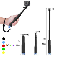 48cm Aluminum Alloy Extendable Handheld Selfie Stick escoping Pole for GoPro Hero 9 8 7 6 5 4 3 OSMO Action Xiaoyi SJCAM Eken