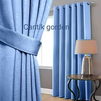 SKY - Gorden Jendela Pintu Blackout Premium Polos Embos Tebel Doff Panjang Pendek 12Ring Silver Aist