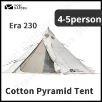 MOBI GARDEN Era230 Pyramid Cotton Camping Tent 4-5 Person Double Door Large Space Outdoor Hiking Picnic Portable Luxury Tent