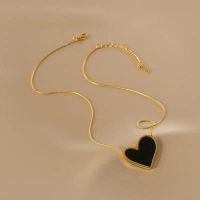 Kalung Wanita Titanium Warna Emas Liontin Love Hitam Model Terbaru 2022 Kalung Wanita Dewasa Titaniu