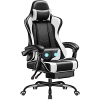 Gaming Chair' Ergonomic Computer Chair Height Adjustable with Swivel Seat and Headrest (White)