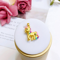 越南沙金琺瑯彩色小馬吊墜項鏈黃銅鍍金卡通可愛彩虹馬項鏈配飾