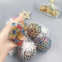 Stress Relief Stress Reliever Ball Creative Grape Gags Squeeze Toy Water Polo Fidget Toy Rainbow Mesh Ball Adults