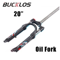 BUCKLOS Oil Suspension Bicycle Fork Aluminum Alloy 20 Inch MTB Fork Durable ABS Adjustment Folding Bike Forks Bmx Part