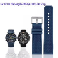 Fluoro rubber Watch Band For Citizen Blue Angel AT8020 first generation watchband AT8020-54L Strap Blue watch band accessories