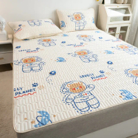 【ANTIAN】乳膠涼席枕頭套三件組 可水洗空調軟席 涼感床墊床單 150*200cm
