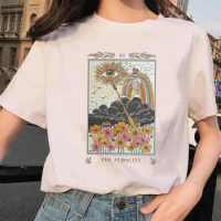 Tarot Card Flower Funny Time Graphic Print T Shirt Fashion Casual Crew Neck Short Sleeve Plus Size T Shirt Women