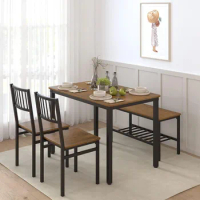 Dining Table Set for 4 Desk,Kitchen Table with 2 Chairs and a Bench,Table and Chairs Dining Room Set 4 Piece Set for Dining Room