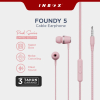 Inbox Earphone Foundy 5 Pink Headset dengan Microphone dan Super Bass Audio Handsfree