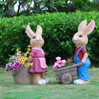 卡通創意多肉花盆戶外園林景觀裝飾品花園庭院幼兒園兔子花缸擺件